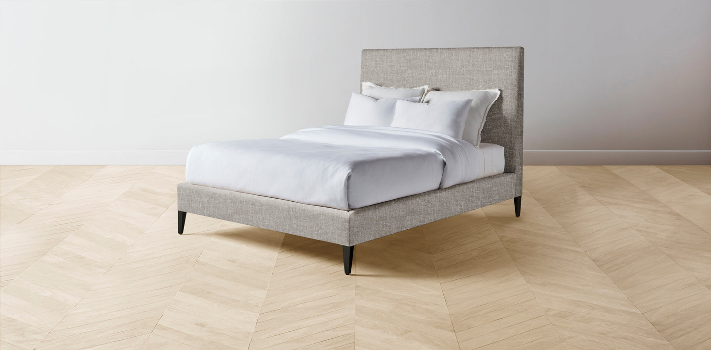 The Essex - Belgian Linen Agate Bed - 56" Headboard - Muslin on reverse