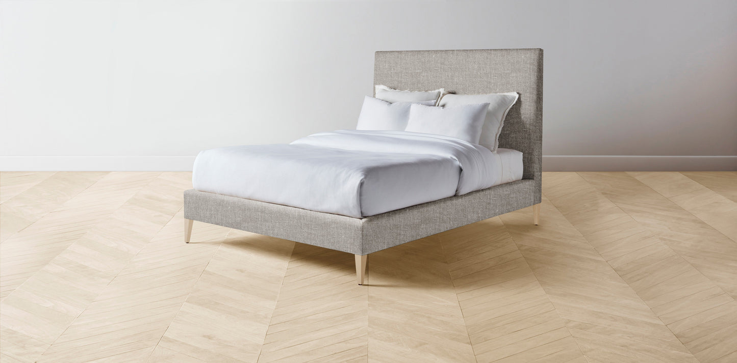 The Essex - Belgian Linen Agate Bed - 56" Headboard - Muslin on reverse