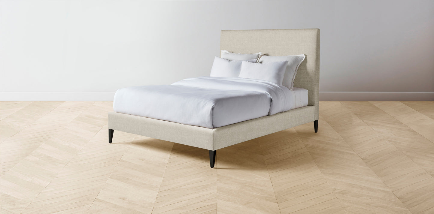 The Essex - Belgian Linen Alder Bed - 50" Headboard - Upholstered on reverse