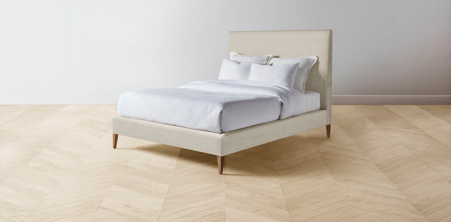 The Essex - Belgian Linen Alder Bed - 50" Headboard - Upholstered on reverse