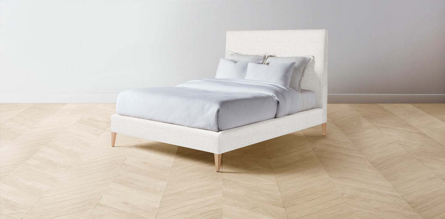 The Essex - Belgian Linen Egret Bed - 56" Headboard - Muslin on reverse