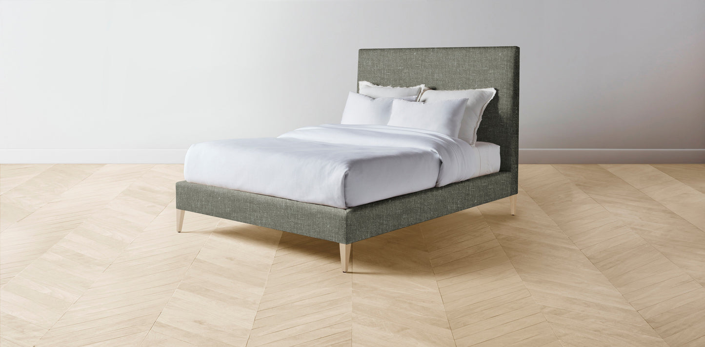 The Essex - Belgian Linen Thyme Bed - 50" Headboard - Upholstered on reverse