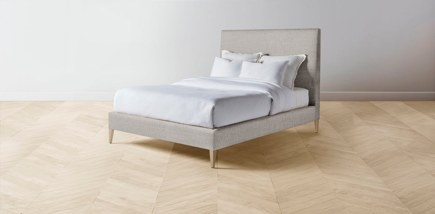 The Essex - Italian Bouclé Fossil Bed - 60" Headboard - Muslin on reverse