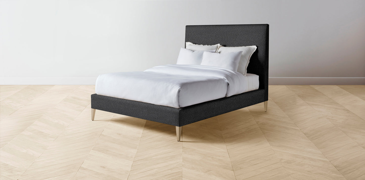 The Essex - Italian Bouclé Storm Bed - 60" Headboard - Muslin on reverse