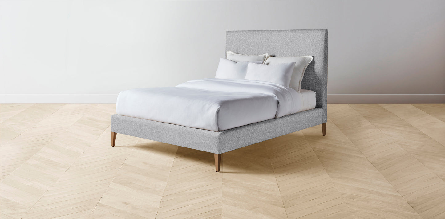 The Essex - Italian Bouclé Waterfall Bed - 56" Headboard - Muslin on reverse