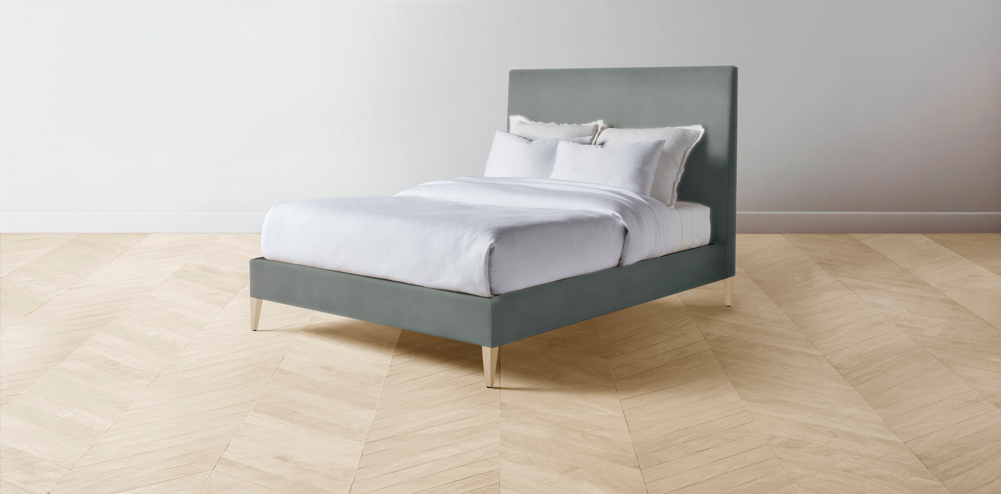 The Essex - Mohair Fog Bed - 56" Headboard - Muslin on reverse