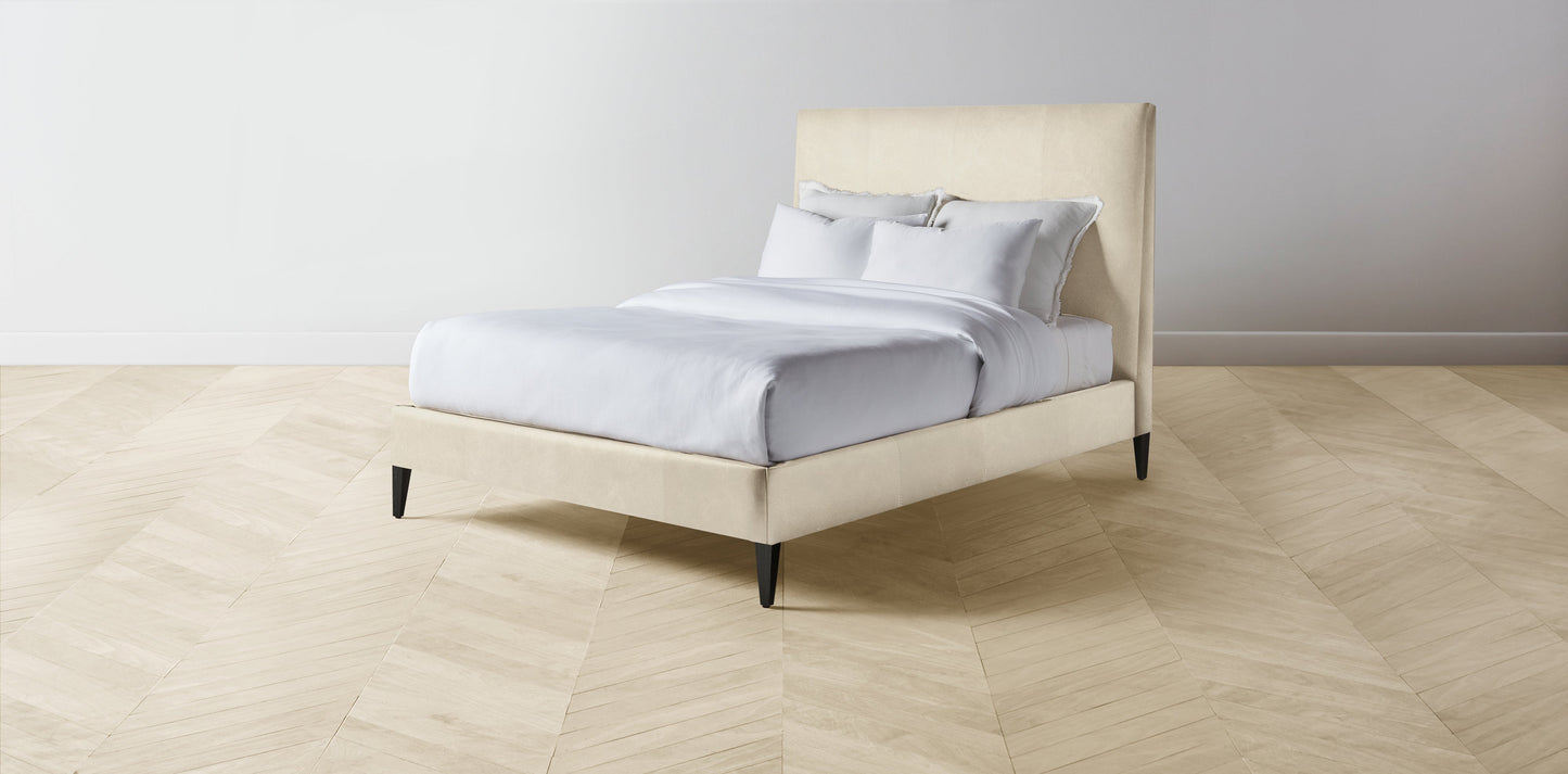 The Essex - Tuscan Leather Bisque Bed - 56" Headboard - Muslin on reverse