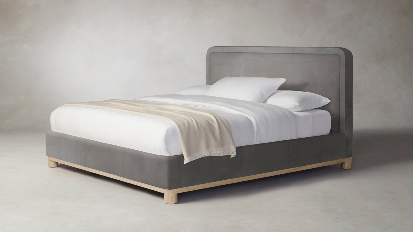 The Kent - Nubuck Leather Asphalt Bed - 41" Headboard