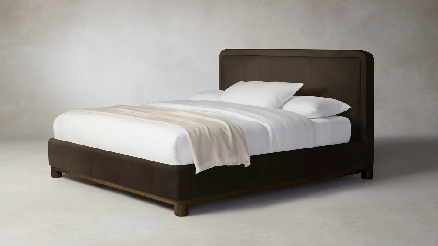 The Kent - Nubuck Leather Espresso Bed - 41" Headboard