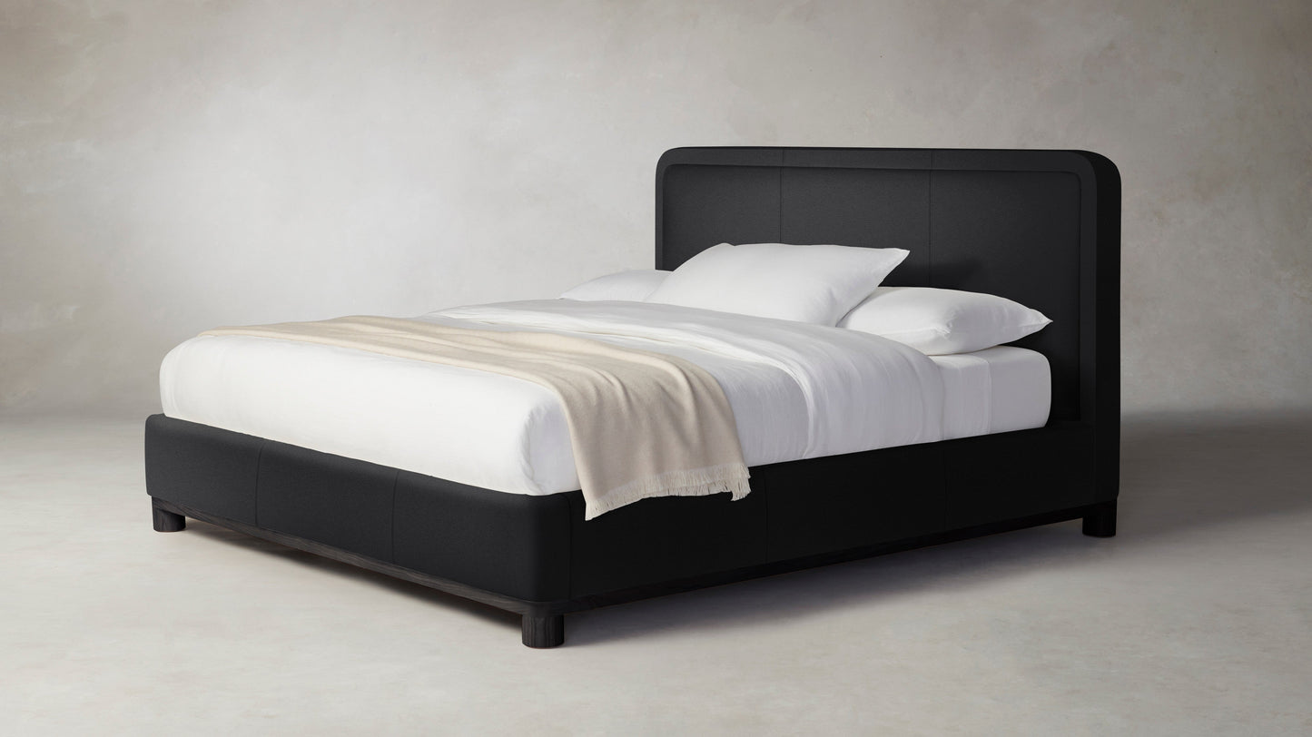 The Kent - Pebbled Leather Ink Bed - 47" Headboard