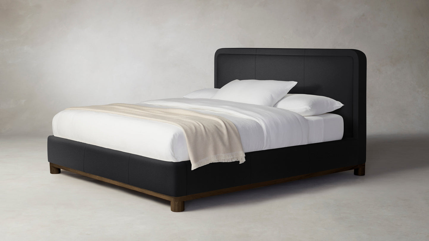The Kent - Pebbled Leather Ink Bed - 47" Headboard