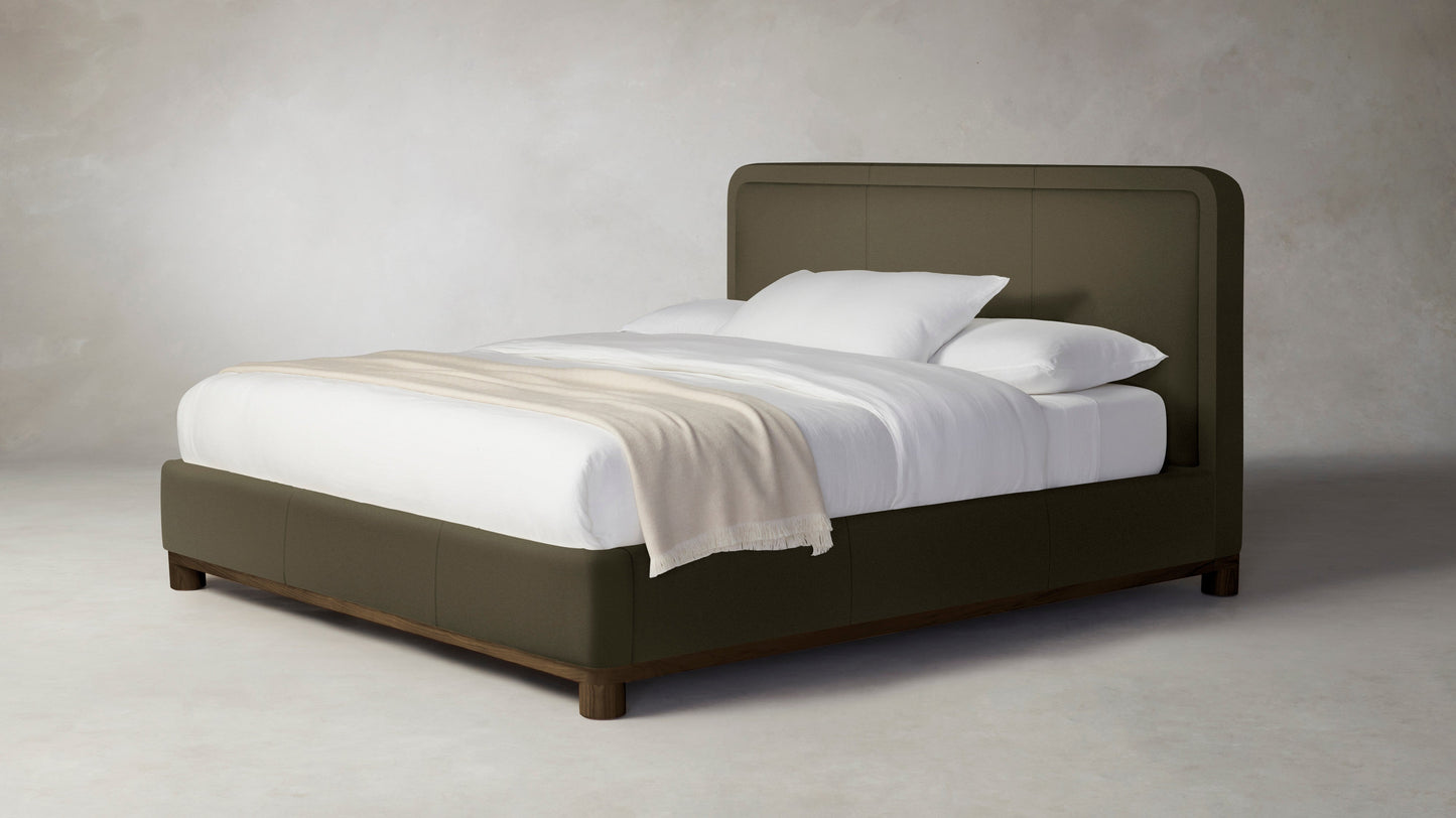 The Kent - Pebbled Leather Truffle Bed - 41" Headboard