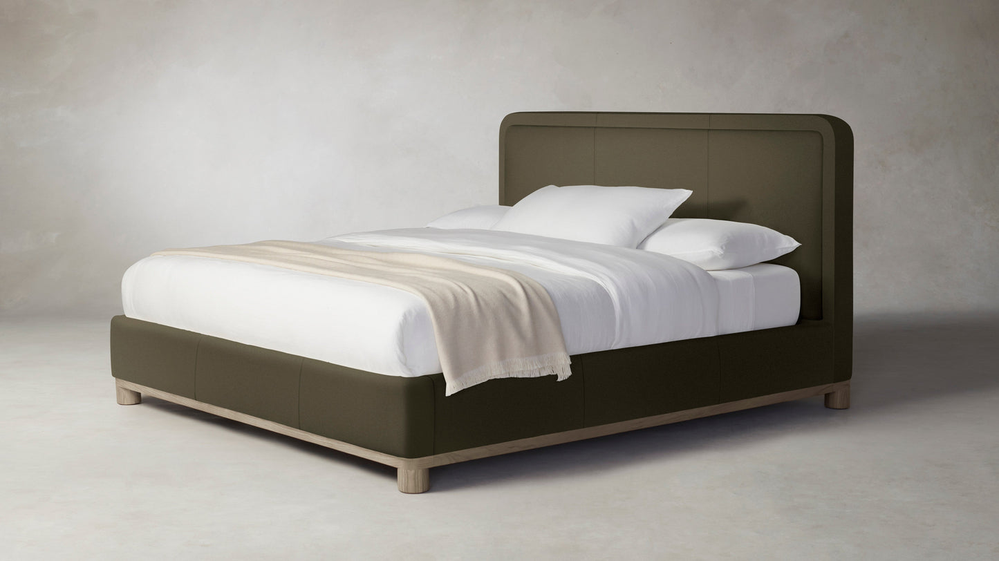 The Kent - Pebbled Leather Truffle Bed - 47" Headboard