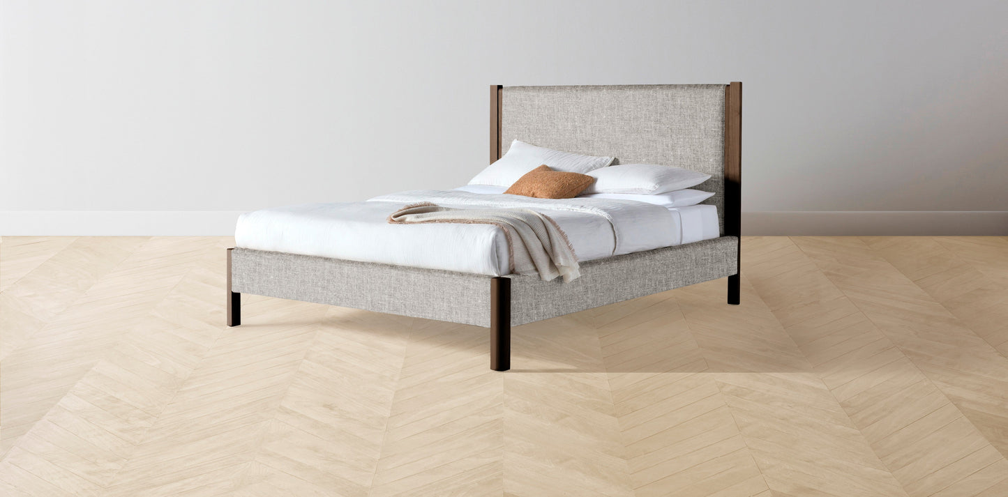 The Thompson - Belgian Linen Agate Bed - 48" Headboard - Upholstered on reverse