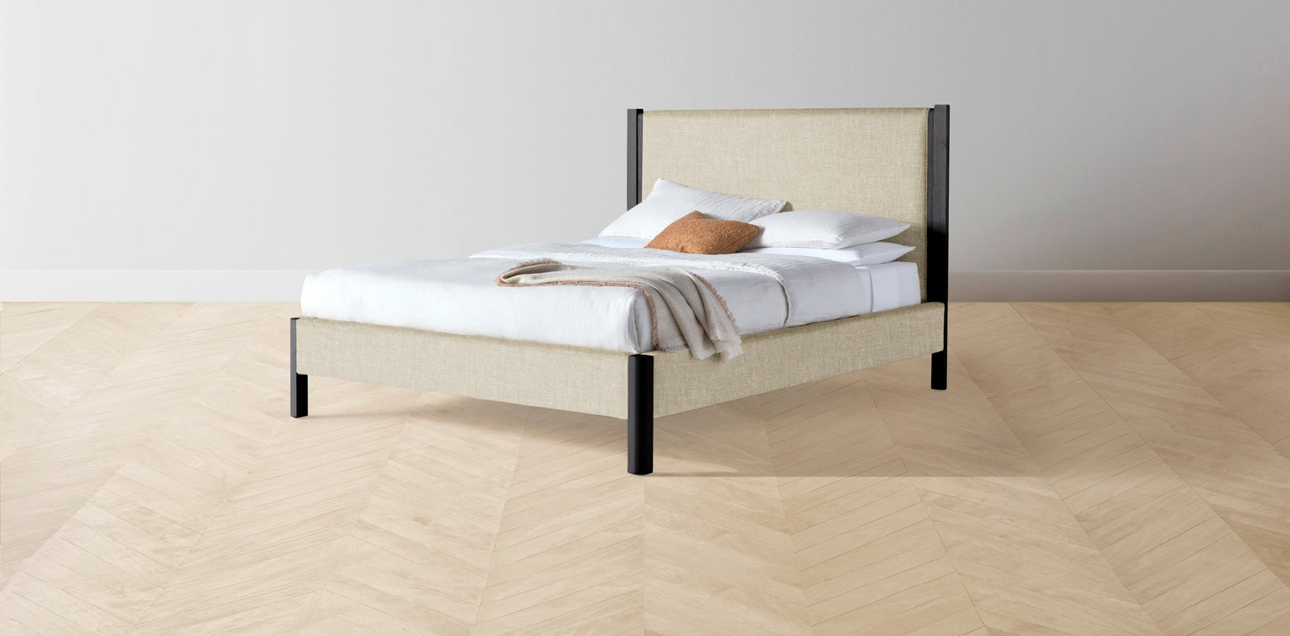 The Thompson - Belgian Linen Alder Bed - 48" Headboard - Muslin on reverse
