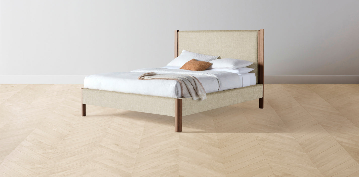 The Thompson - Belgian Linen Alder Bed - 48" Headboard - Muslin on reverse