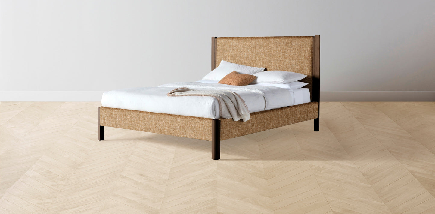 The Thompson - Belgian Linen Chai Bed - 48" Headboard - Muslin on reverse
