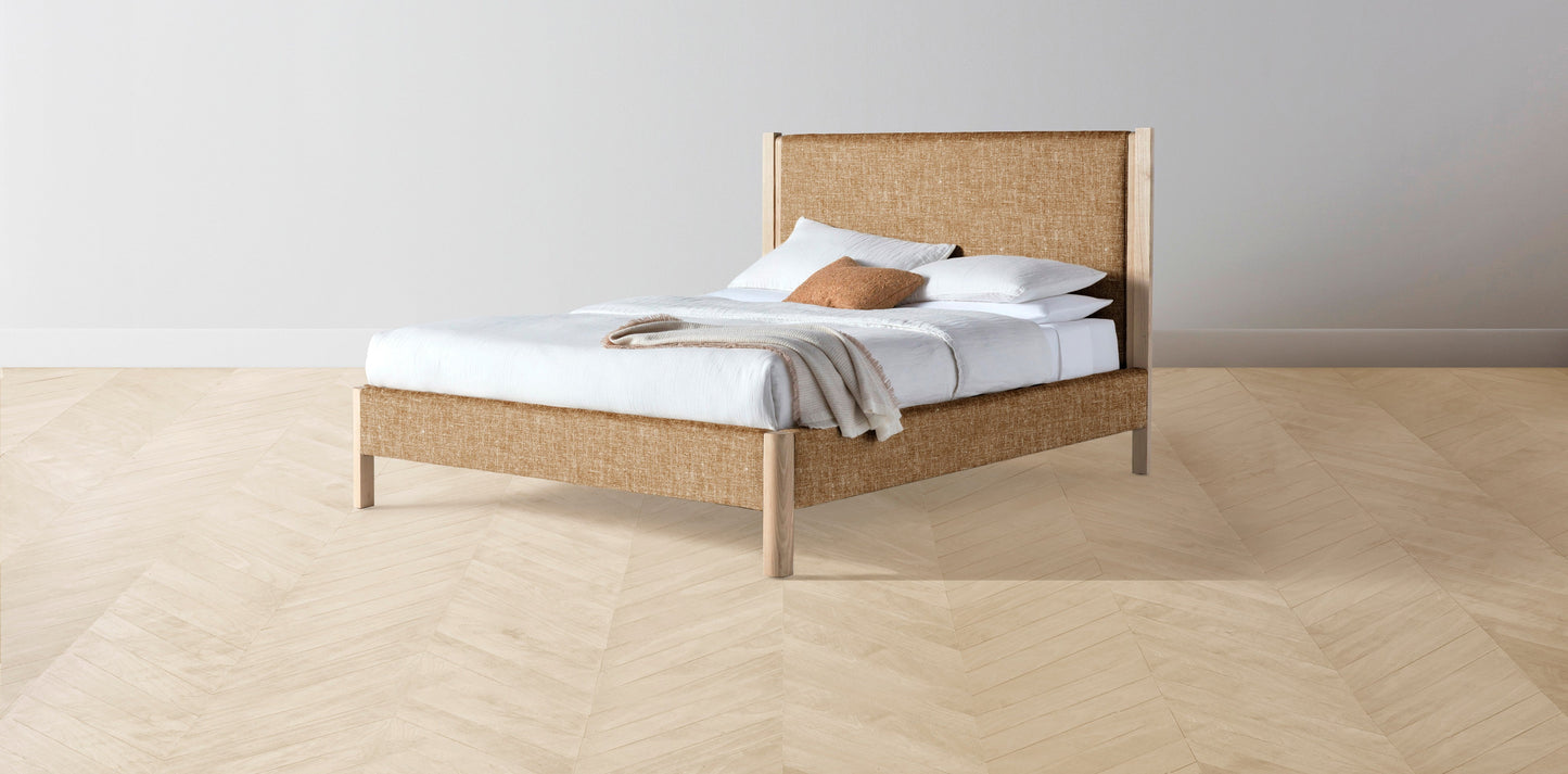 The Thompson - Belgian Linen Chai Bed - 48" Headboard - Muslin on reverse