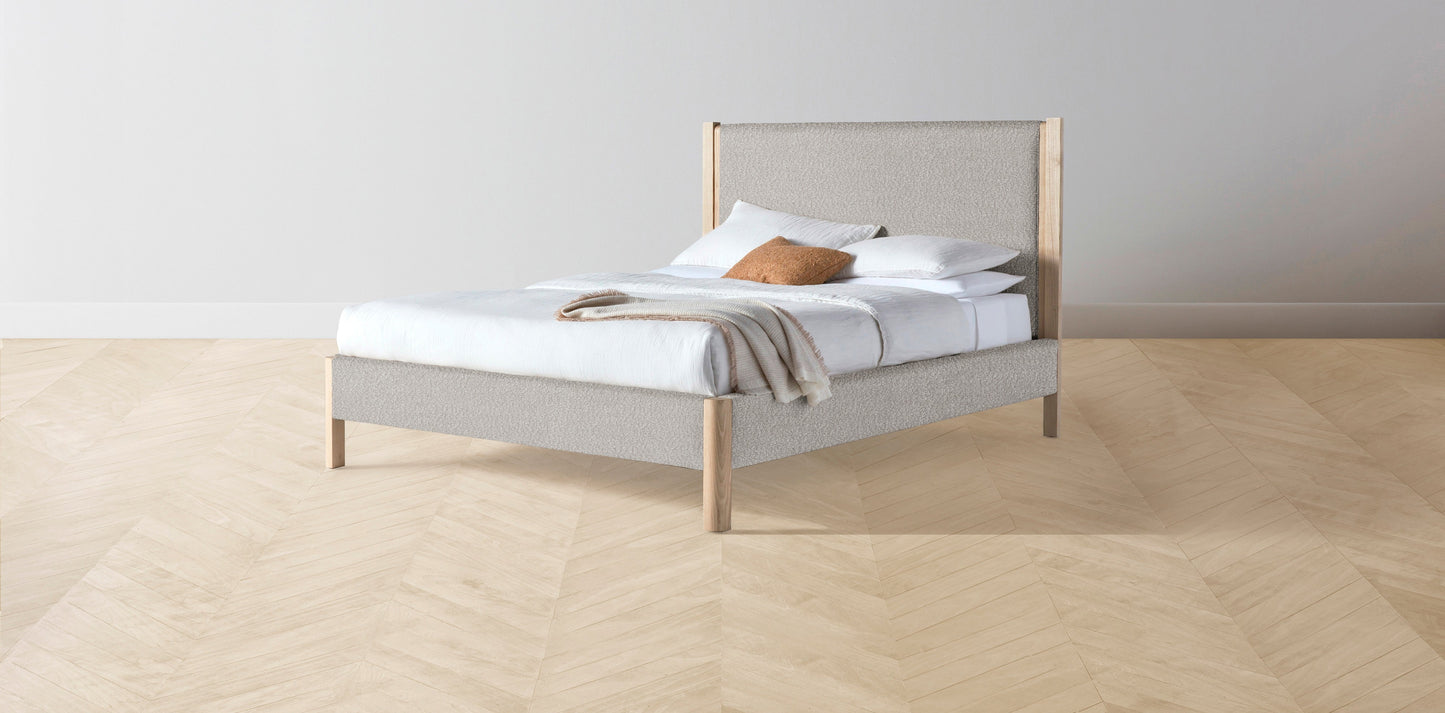 The Thompson - Italian Bouclé Fossil Bed - 48" Headboard - Upholstered on reverse