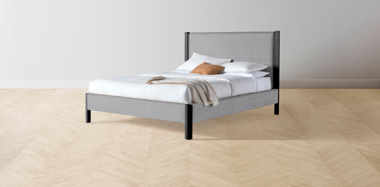 The Thompson - Italian Bouclé Waterfall Bed - 48" Headboard - Upholstered on reverse