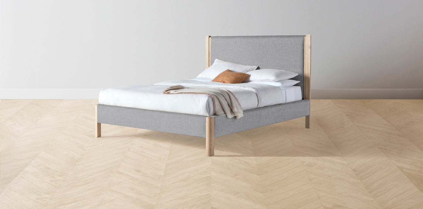 The Thompson - Italian Bouclé Waterfall Bed - 48" Headboard - Upholstered on reverse