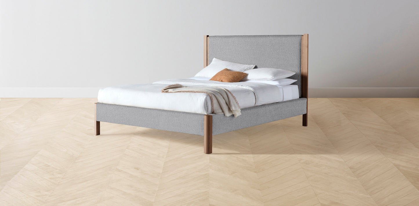 The Thompson - Italian Bouclé Waterfall Bed - 48" Headboard - Upholstered on reverse