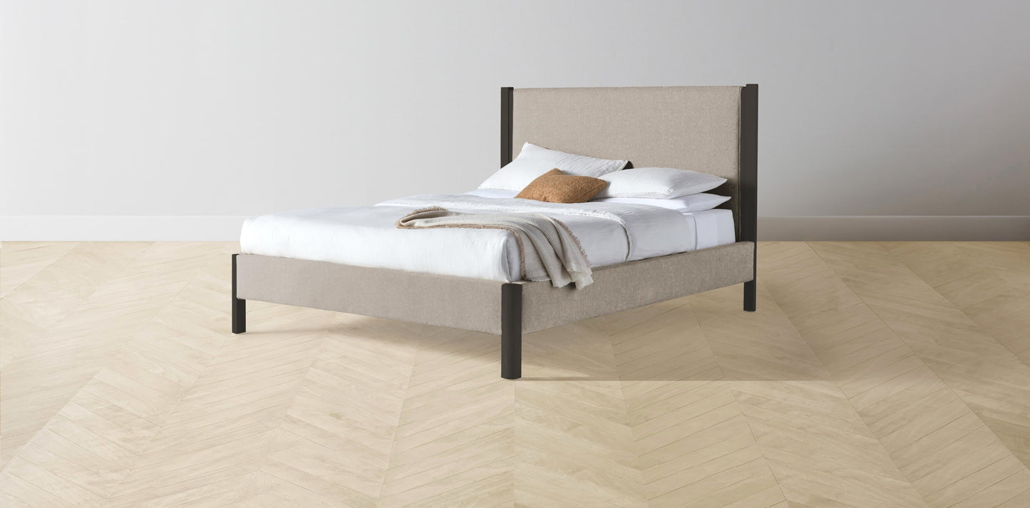 The Thompson - Merino Wheat Bed - 48" Headboard - Muslin on reverse