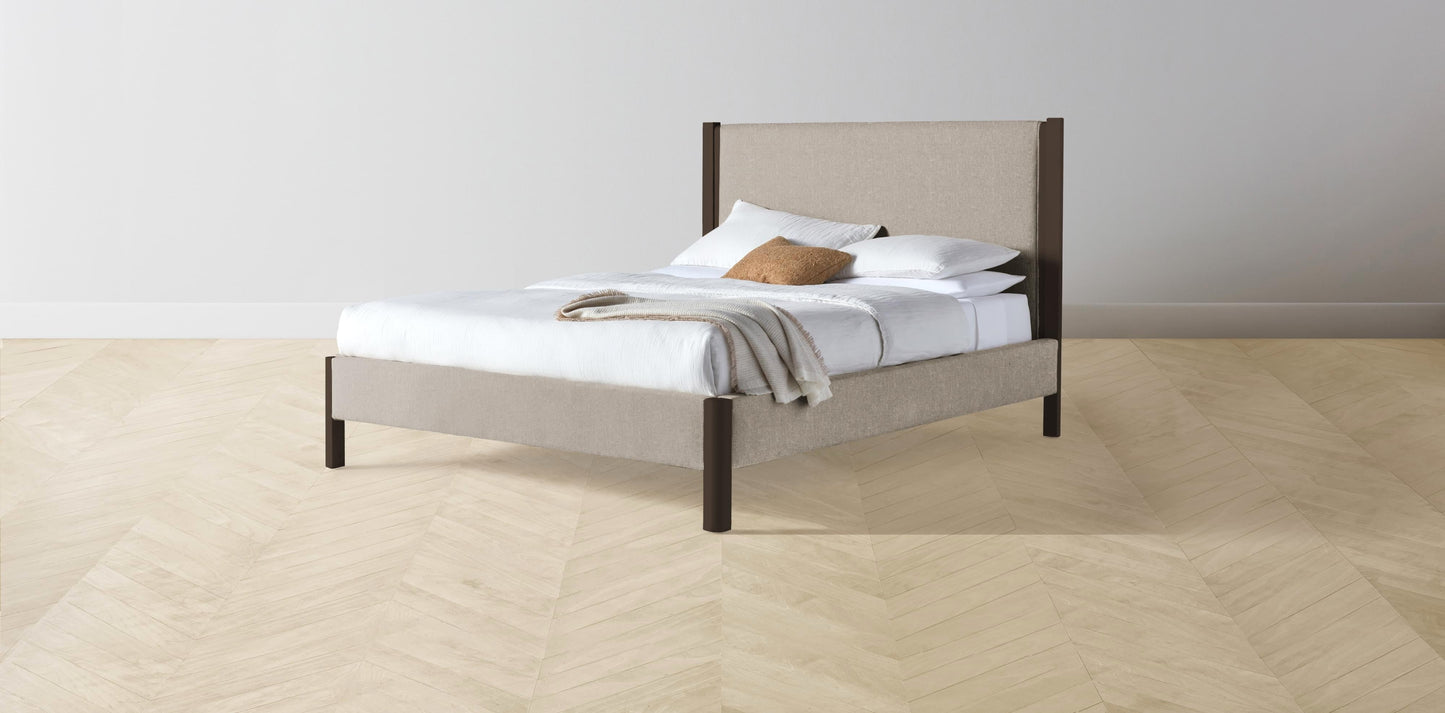 The Thompson - Merino Wheat Bed - 48" Headboard - Muslin on reverse
