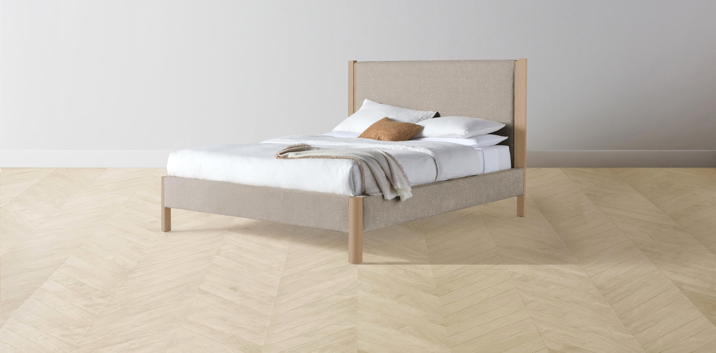 The Thompson - Merino Wheat Bed - 48" Headboard - Muslin on reverse