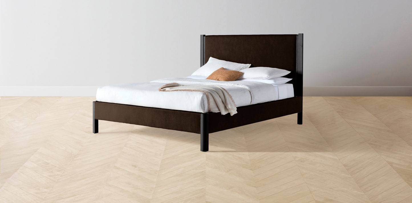 The Thompson - Mohair Chocolate Bed - 48" Headboard - Upholstered on reverse