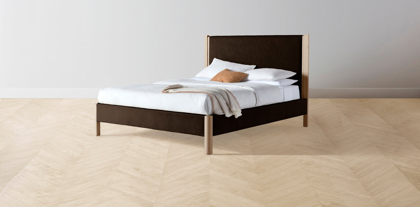 The Thompson - Mohair Chocolate Bed - 48" Headboard - Upholstered on reverse