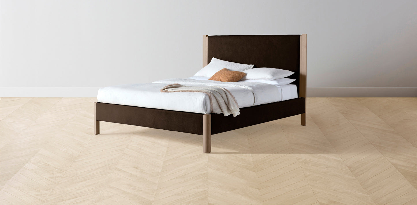 The Thompson - Mohair Chocolate Bed - 48" Headboard - Upholstered on reverse