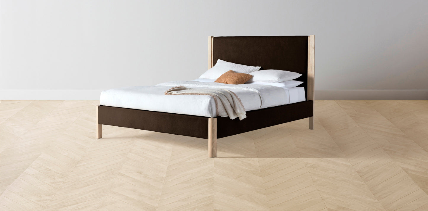 The Thompson - Mohair Chocolate Bed - 48" Headboard - Upholstered on reverse