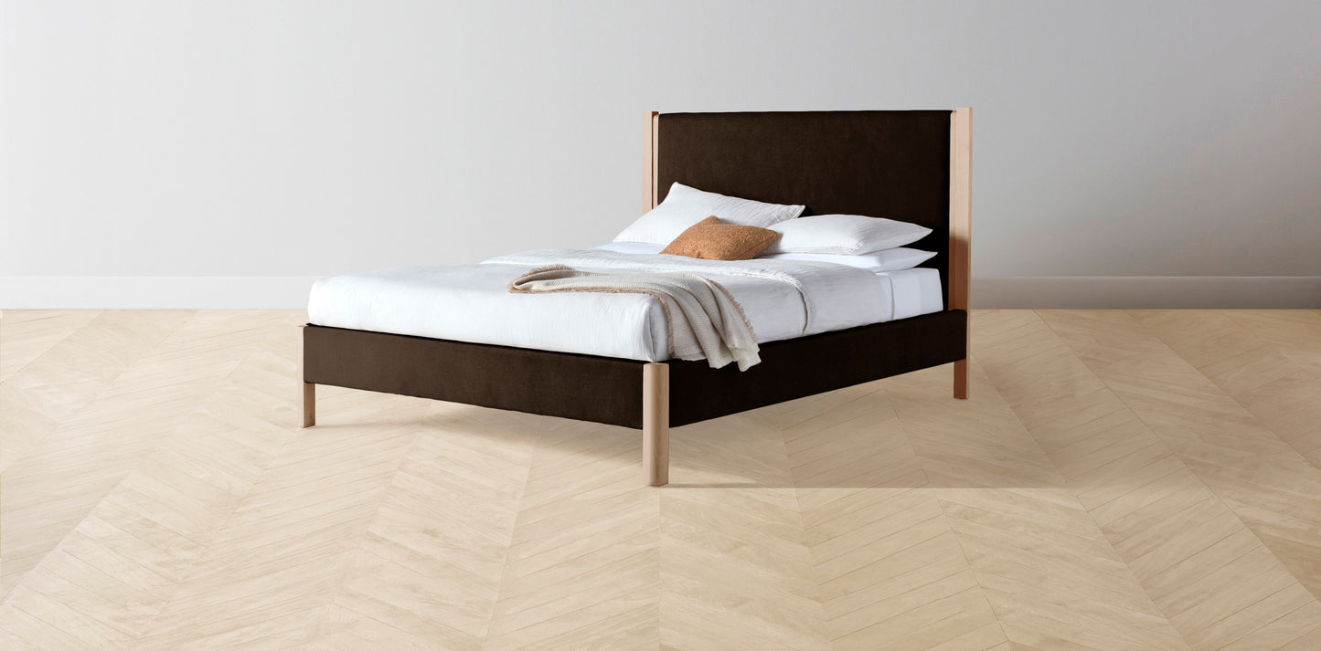 The Thompson - Mohair Chocolate Bed - 48" Headboard - Upholstered on reverse