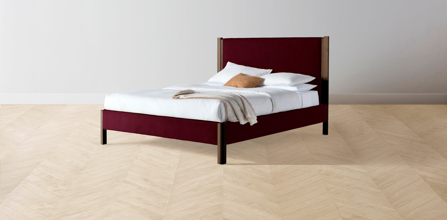 The Thompson - Mohair Crimson Bed - 48" Headboard - Muslin on reverse