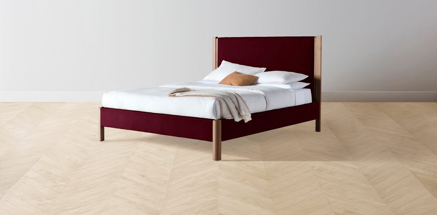 The Thompson - Mohair Crimson Bed - 48" Headboard - Muslin on reverse