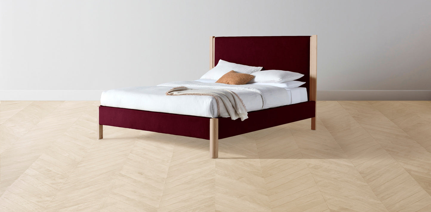 The Thompson - Mohair Crimson Bed - 48" Headboard - Muslin on reverse