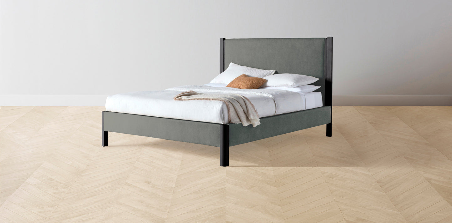The Thompson - Mohair Fog Bed - 48" Headboard - Upholstered on reverse