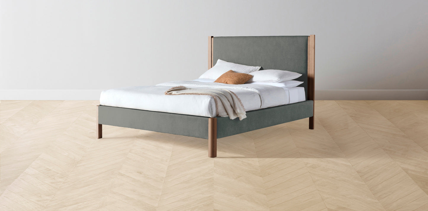 The Thompson - Mohair Fog Bed - 48" Headboard - Muslin on reverse