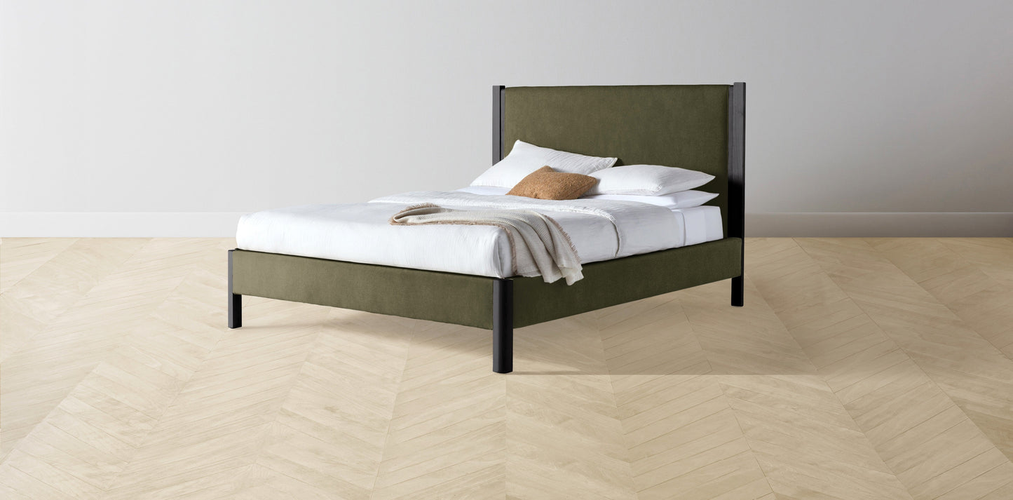 The Thompson - Mohair Moss Bed - 48" Headboard - Upholstered on reverse