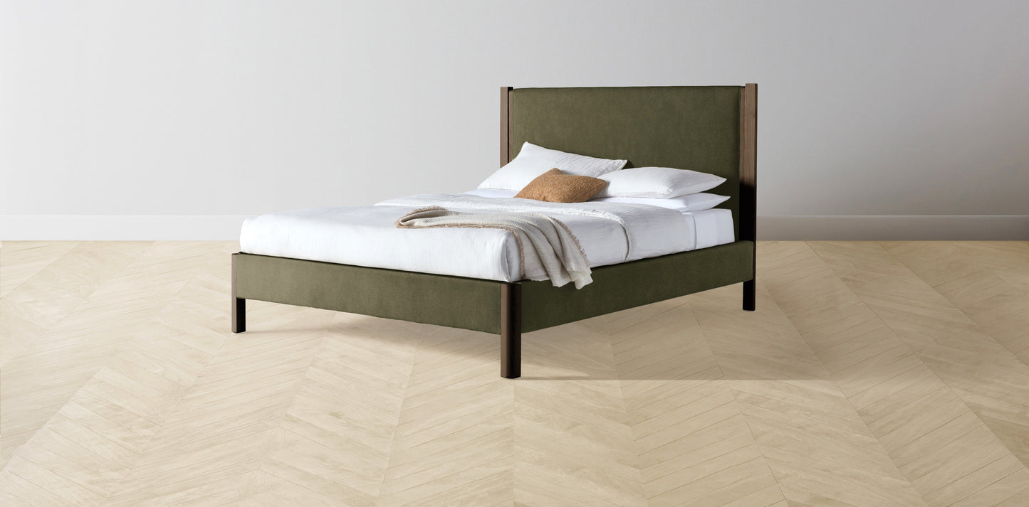 The Thompson - Mohair Moss Bed - 48" Headboard - Upholstered on reverse