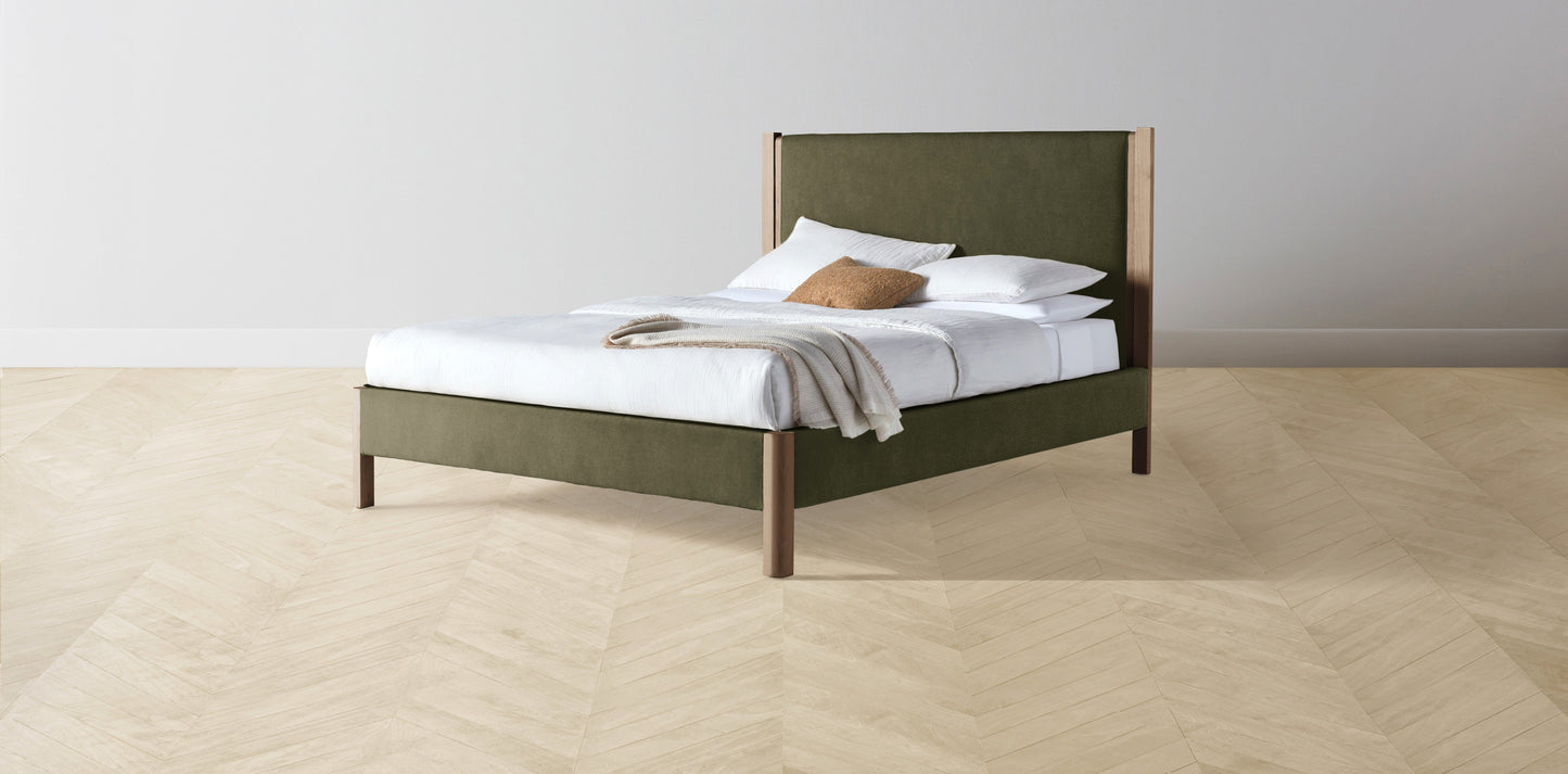 The Thompson - Mohair Moss Bed - 48" Headboard - Upholstered on reverse