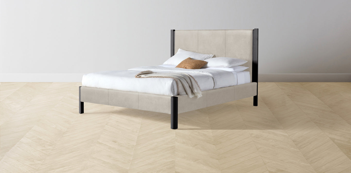 The Thompson - Nubuck Leather Sail Bed - 48" Headboard - Upholstered on reverse