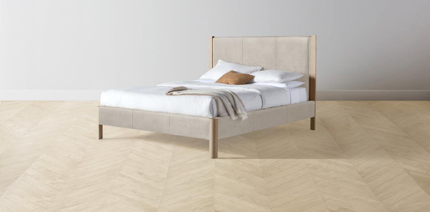 The Thompson - Nubuck Leather Sail Bed - 48" Headboard - Upholstered on reverse