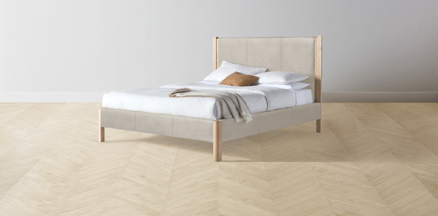 The Thompson - Nubuck Leather Sail Bed - 48" Headboard - Upholstered on reverse