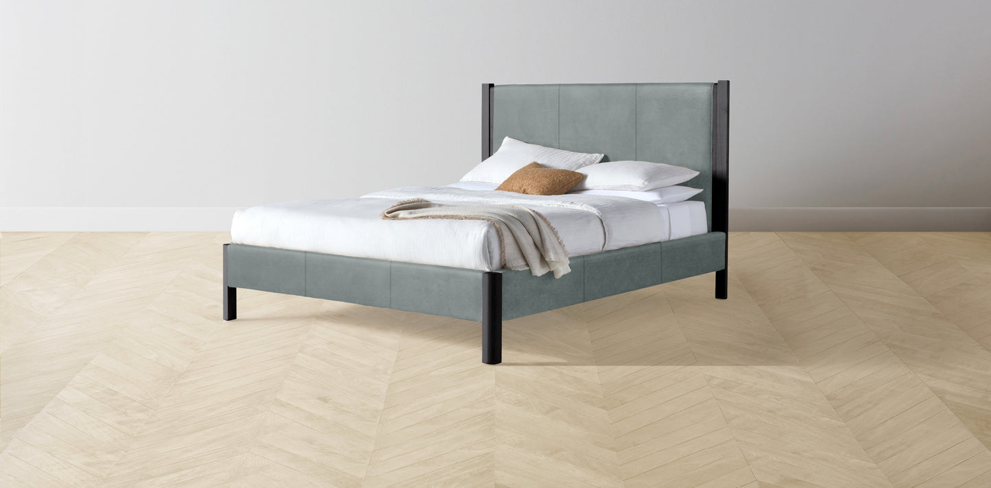 The Thompson - Nubuck Leather Tide Bed - 48" Headboard - Upholstered on reverse