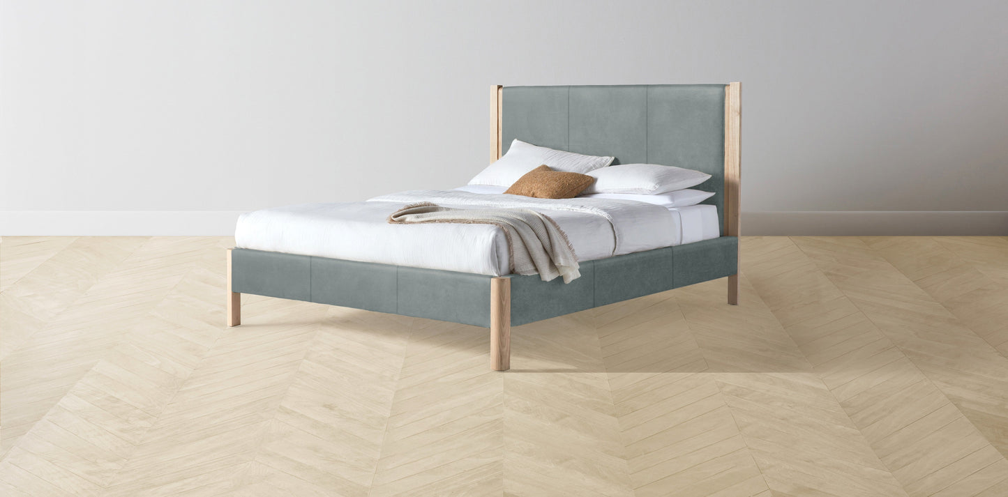 The Thompson - Nubuck Leather Tide Bed - 48" Headboard - Upholstered on reverse