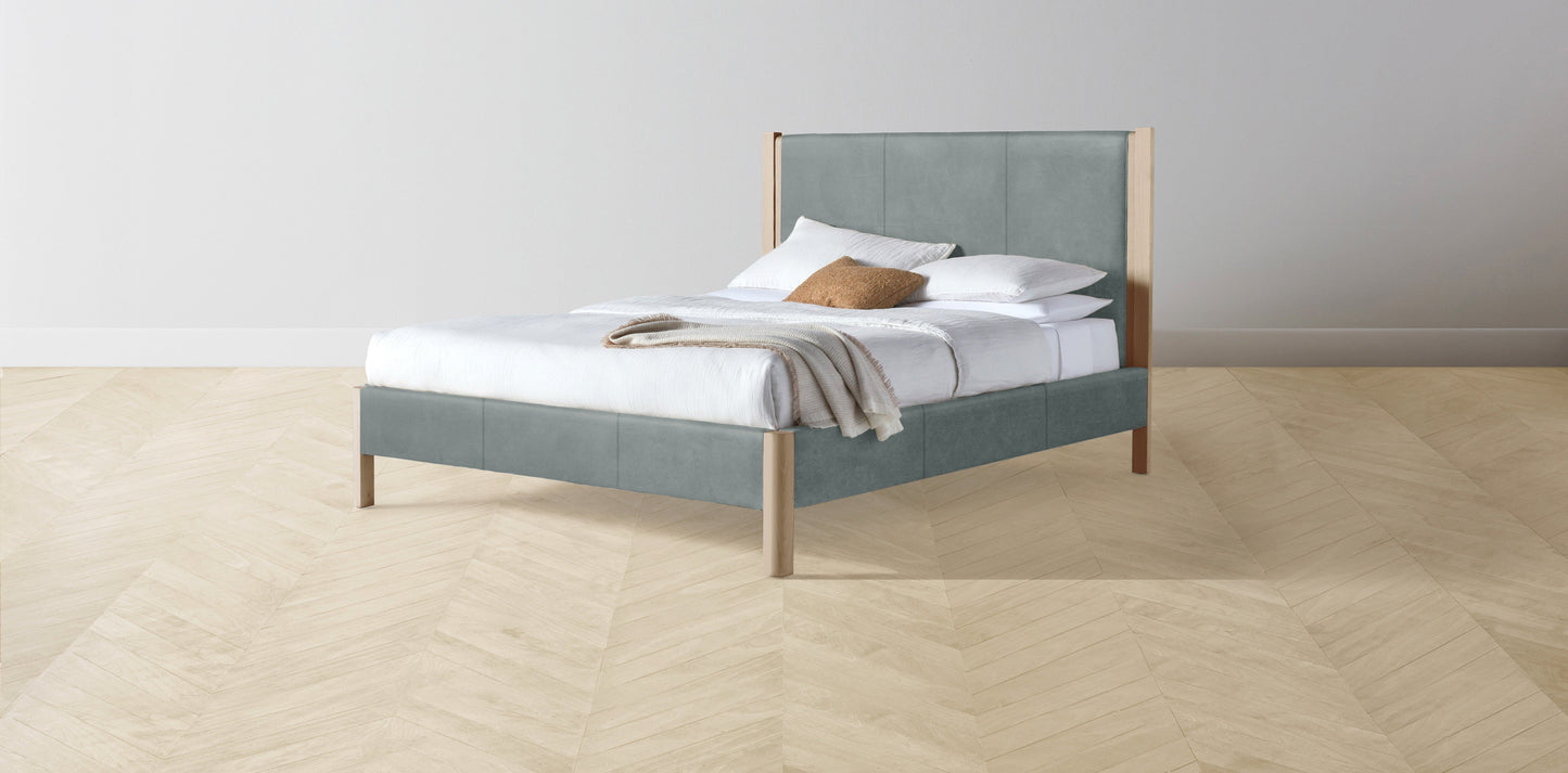The Thompson - Nubuck Leather Tide Bed - 48" Headboard - Upholstered on reverse