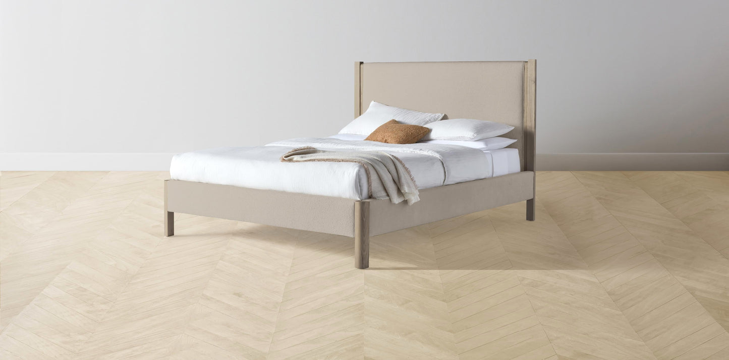 The Thompson - Performance Bouclé Morel Bed - 48" Headboard - Upholstered on reverse