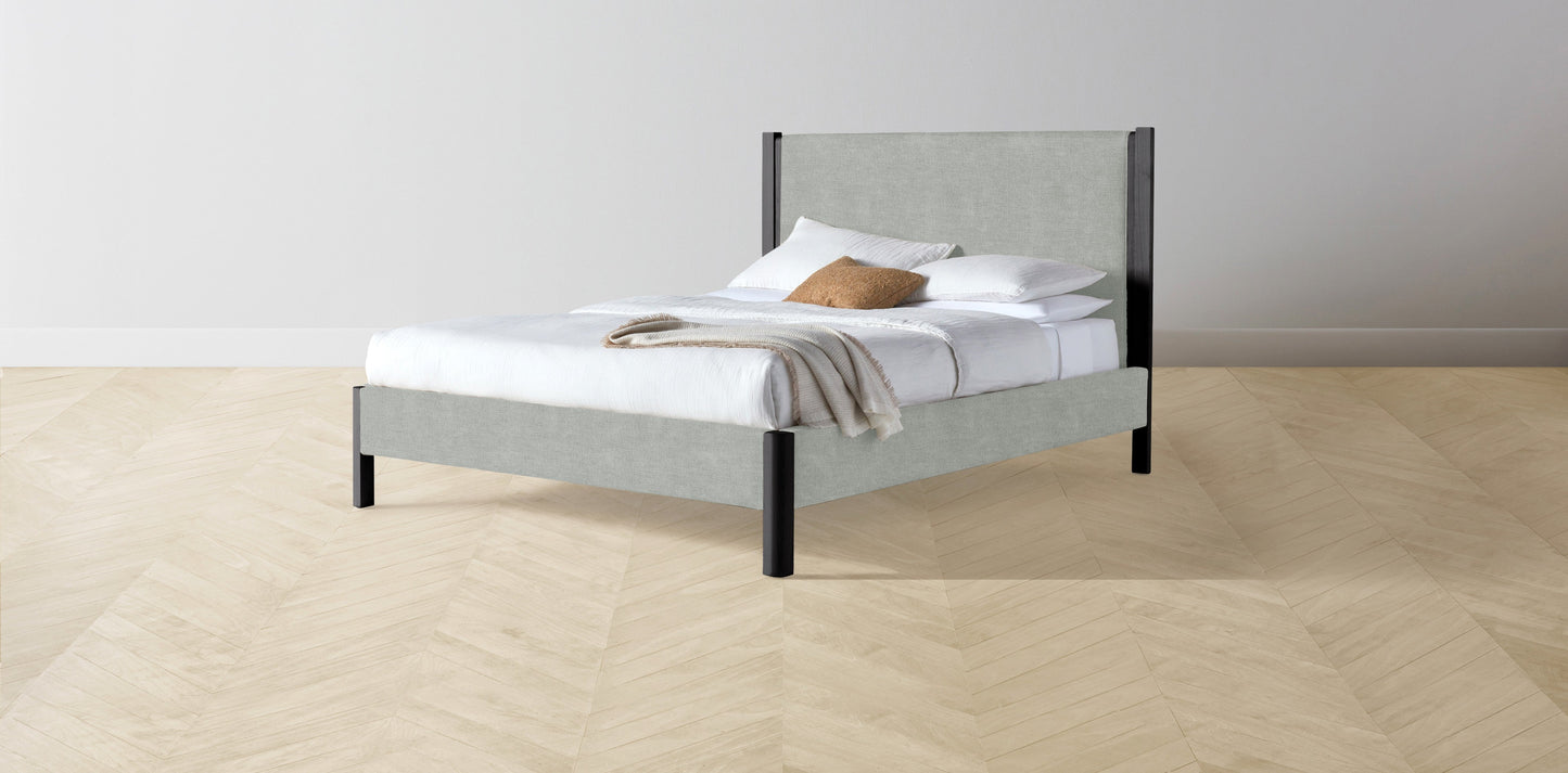 The Thompson - Performance Melange Weave Seaglass Bed - 48" Headboard - Upholstered on reverse